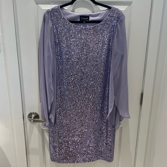 Lavender sequins dress with sheer sleeves - Picture 1 of 3